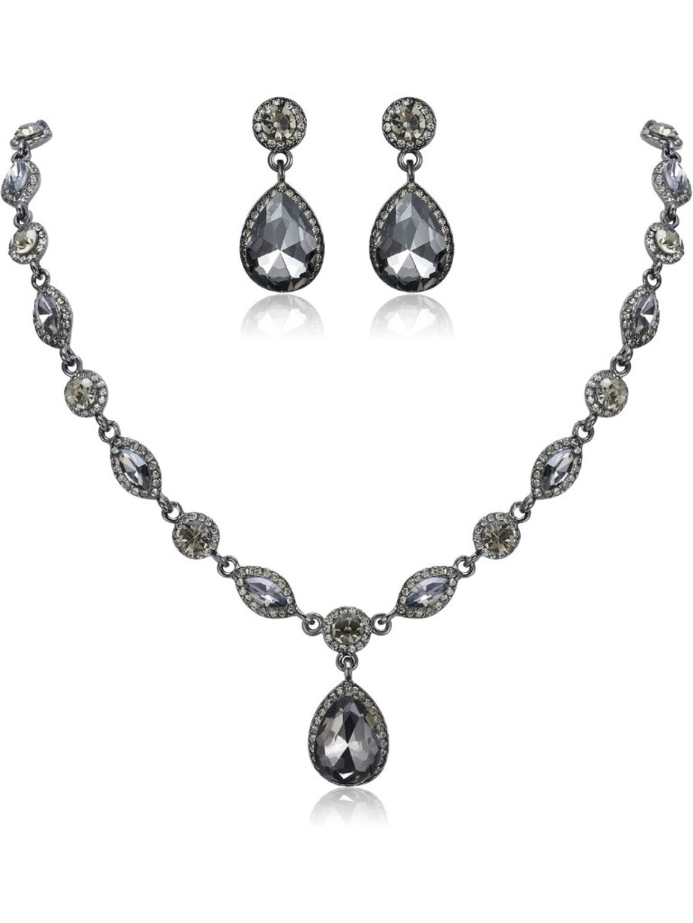 Elegant Teardrop Necklace & Earrings Jewelry Set for Party, Prom, Wedding